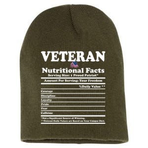 Veteran Nutritional Facts Proud Patriot Short Acrylic Beanie