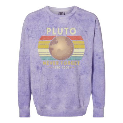 Vintage Never Forget Pluto Nerdy Astronomy Space Science Colorblast Crewneck Sweatshirt