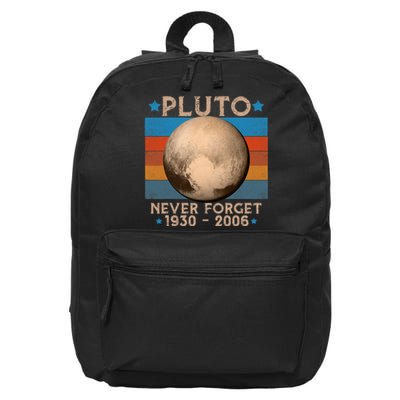 Vintage Never Forget Pluto Nerdy Astronomy Space Science Trendy Design 16 in Basic Backpack