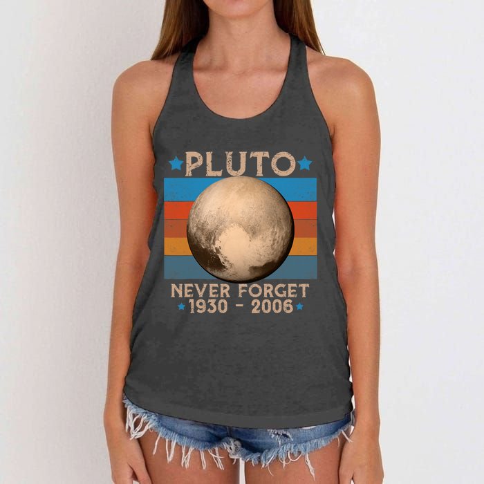 Vintage Never Forget Pluto Nerdy Astronomy Space Science Trendy Design Women's Knotted Racerback Tank