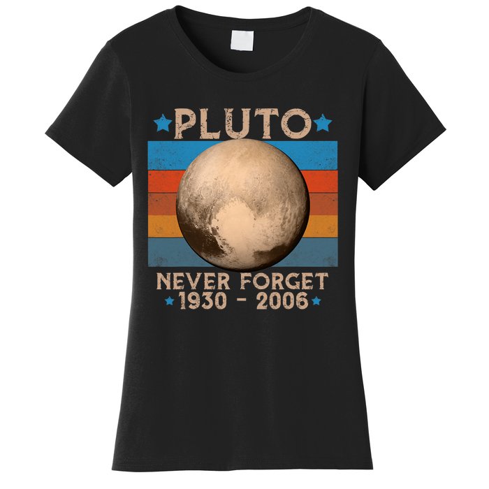 Vintage Never Forget Pluto Nerdy Astronomy Space Science Trendy Design Women's T-Shirt