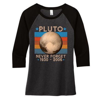 Vintage Never Forget Pluto Nerdy Astronomy Space Science Trendy Design Women's Tri-Blend 3/4-Sleeve Raglan Shirt