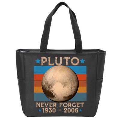 Vintage Never Forget Pluto Nerdy Astronomy Space Science Trendy Design Zip Tote Bag