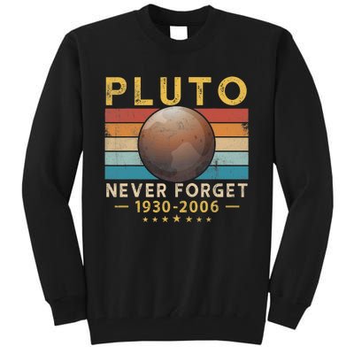 Vintage Never Forget Pluto Retro Style Funny Space Science Tall Sweatshirt