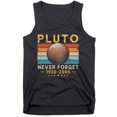 Vintage Never Forget Pluto Retro Style Funny Space Science Tank Top