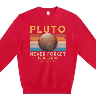 Vintage Never Forget Pluto Retro Style Funny Space Science Premium Crewneck Sweatshirt