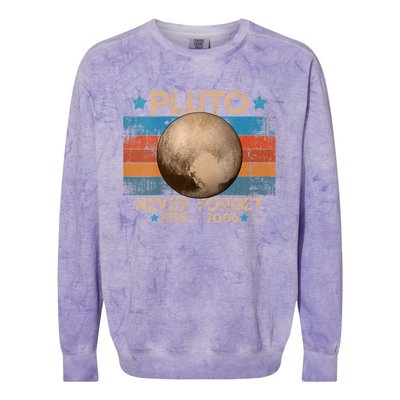 Vintage Never Forget Pluto Nerdy Astronomy Space Science Gift Colorblast Crewneck Sweatshirt