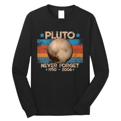 Vintage Never Forget Pluto Nerdy Astronomy Space Science Gift Long Sleeve Shirt