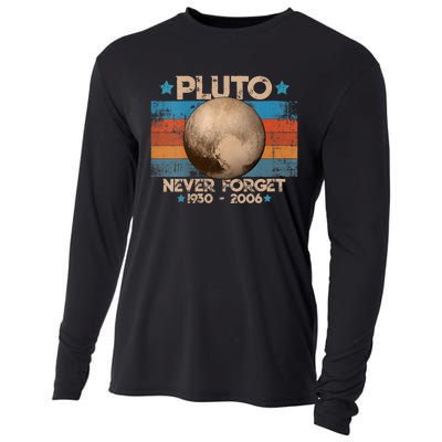 Vintage Never Forget Pluto Nerdy Astronomy Space Science Gift Cooling Performance Long Sleeve Crew