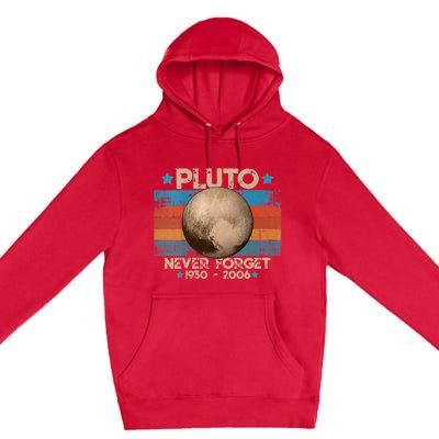 Vintage Never Forget Pluto Nerdy Astronomy Space Science Gift Premium Pullover Hoodie