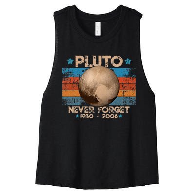 Vintage Never Forget Pluto Funny Women's Racerback Cropped Tank