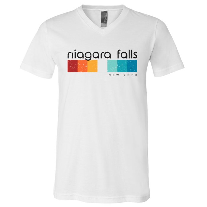 Vintage Niagara Falls New York Retro Design V-Neck T-Shirt