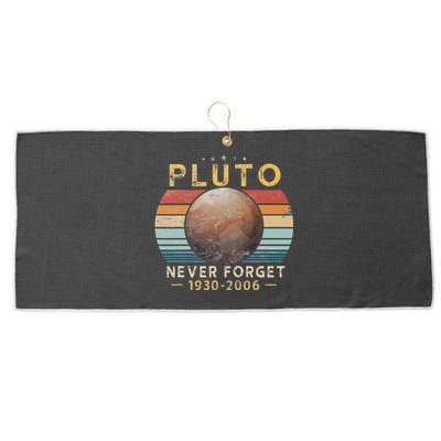 Vintage Never Forget Pluto Funny Space Science Lover Large Microfiber Waffle Golf Towel