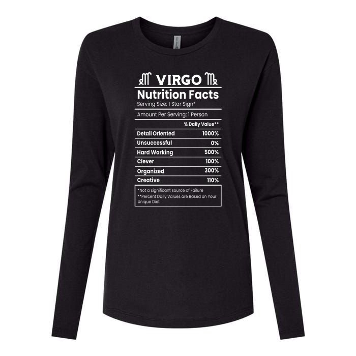 Virgo Nutrition Facts Horoscope Womens Cotton Relaxed Long Sleeve T-Shirt