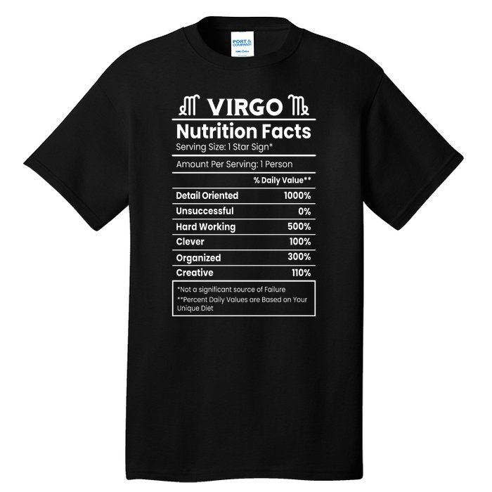 Virgo Nutrition Facts Horoscope Tall T-Shirt