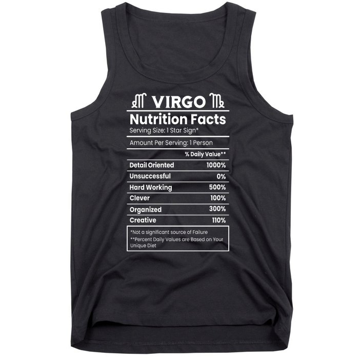 Virgo Nutrition Facts Horoscope Tank Top