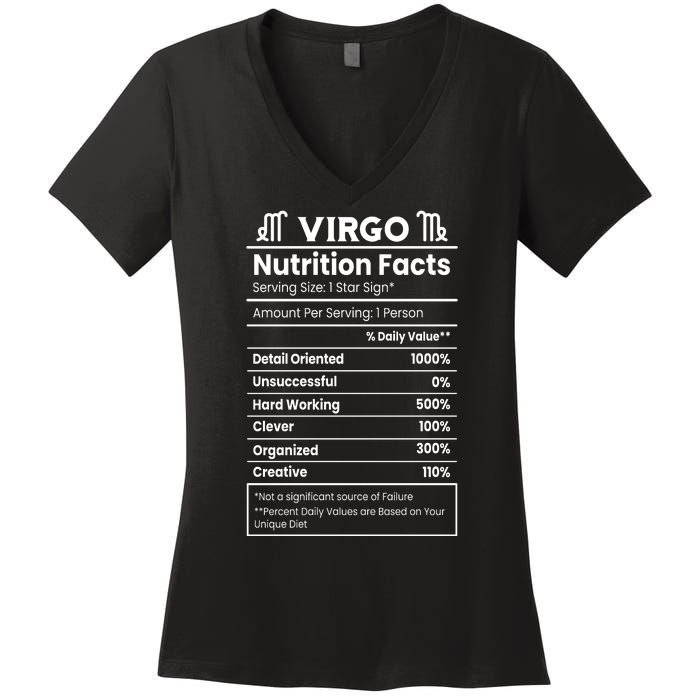 Virgo Nutrition Facts Horoscope Women's V-Neck T-Shirt