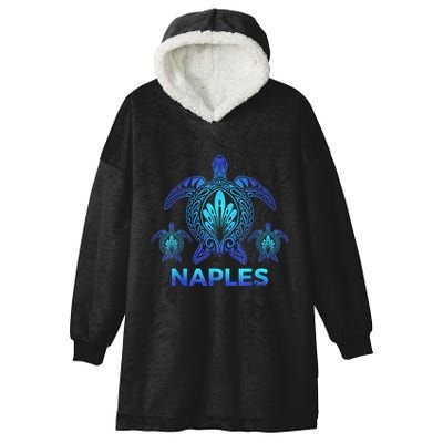 Vintage Naples Florida FL Ocean Blue Sea Turtle Souvenirs Hooded Wearable Blanket
