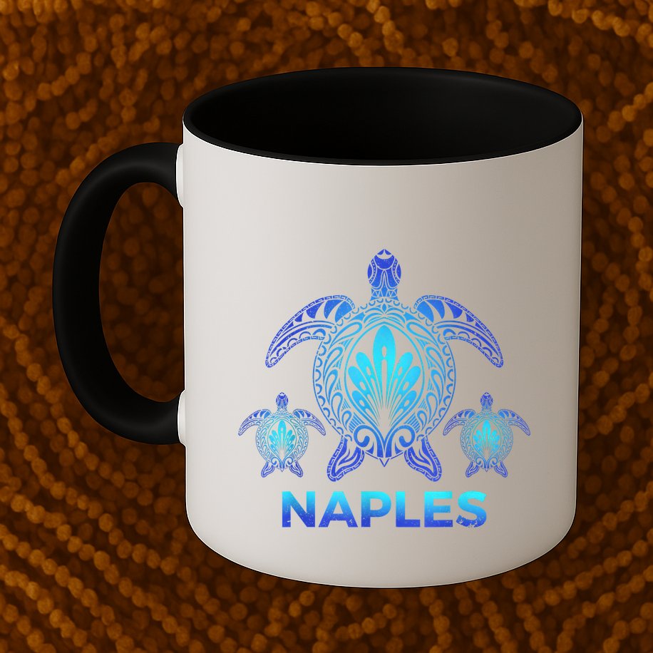 Vintage Naples Florida FL Ocean Blue Sea Turtle Souvenirs Mug