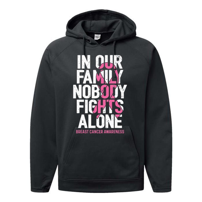 vintage nobody fights alone breast cancer awareness Performance Fleece Hoodie