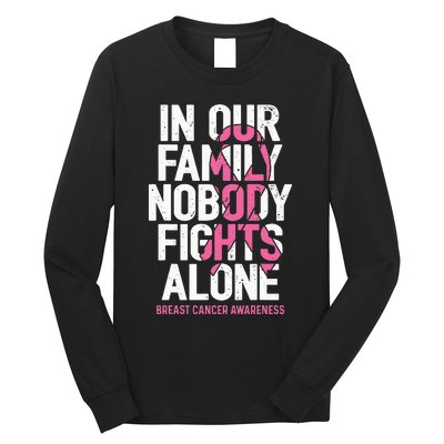 vintage nobody fights alone breast cancer awareness Long Sleeve Shirt