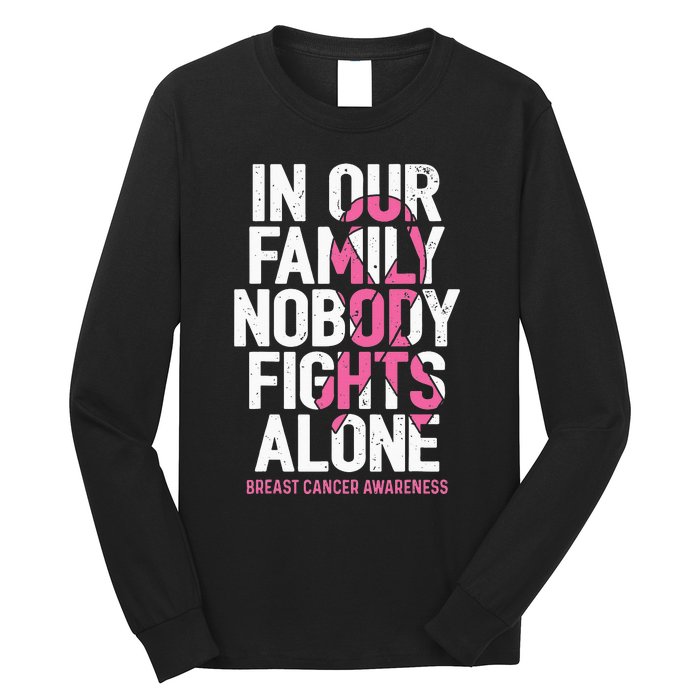 vintage nobody fights alone breast cancer awareness Long Sleeve Shirt