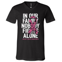 vintage nobody fights alone breast cancer awareness V-Neck T-Shirt