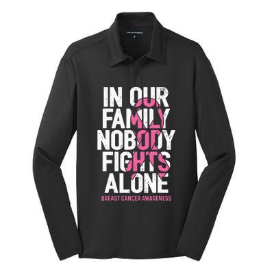 vintage nobody fights alone breast cancer awareness Silk Touch Performance Long Sleeve Polo