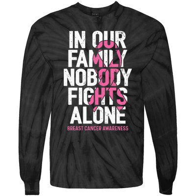 vintage nobody fights alone breast cancer awareness Tie-Dye Long Sleeve Shirt