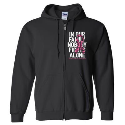 vintage nobody fights alone breast cancer awareness Full Zip Hoodie