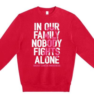 vintage nobody fights alone breast cancer awareness Premium Crewneck Sweatshirt