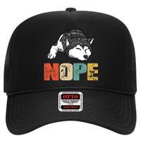 Vintage Nope Funny Siberian Husky Dog Lover TShirt High Crown Mesh Back Trucker Hat