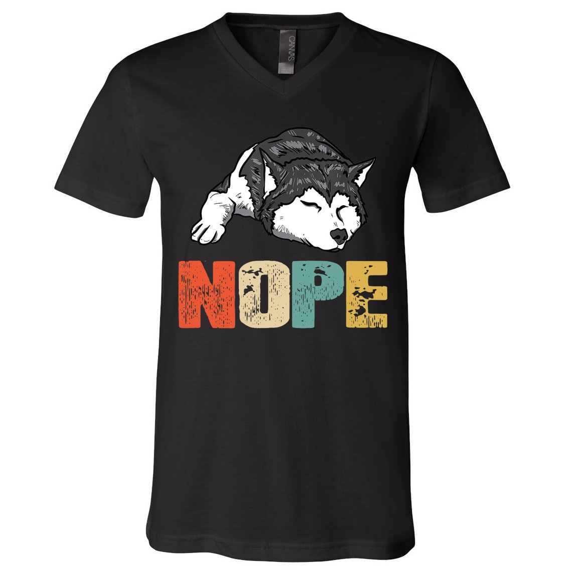 Vintage Nope Funny Siberian Husky Dog Lover TShirt V-Neck T-Shirt