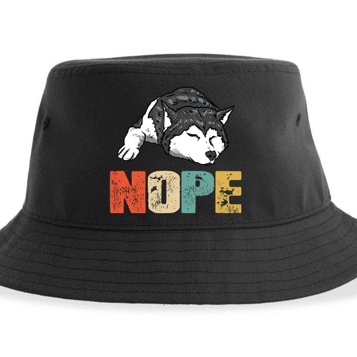 Vintage Nope Funny Siberian Husky Dog Lover TShirt Sustainable Bucket Hat