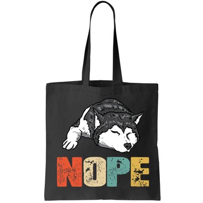 Vintage Nope Funny Siberian Husky Dog Lover TShirt Bag