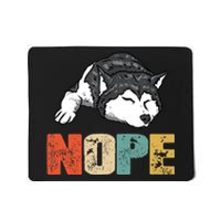 Vintage Nope Funny Siberian Husky Dog Lover TShirt Mousepad