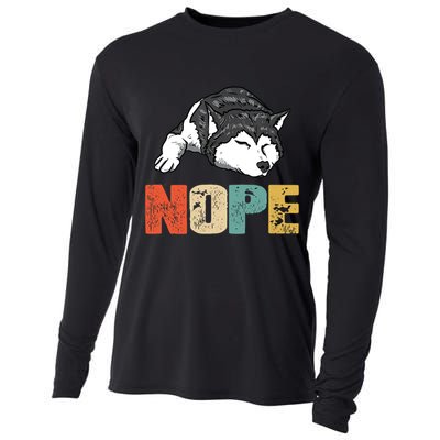 Vintage Nope Funny Siberian Husky Dog Lover TShirt Cooling Performance Long Sleeve Crew