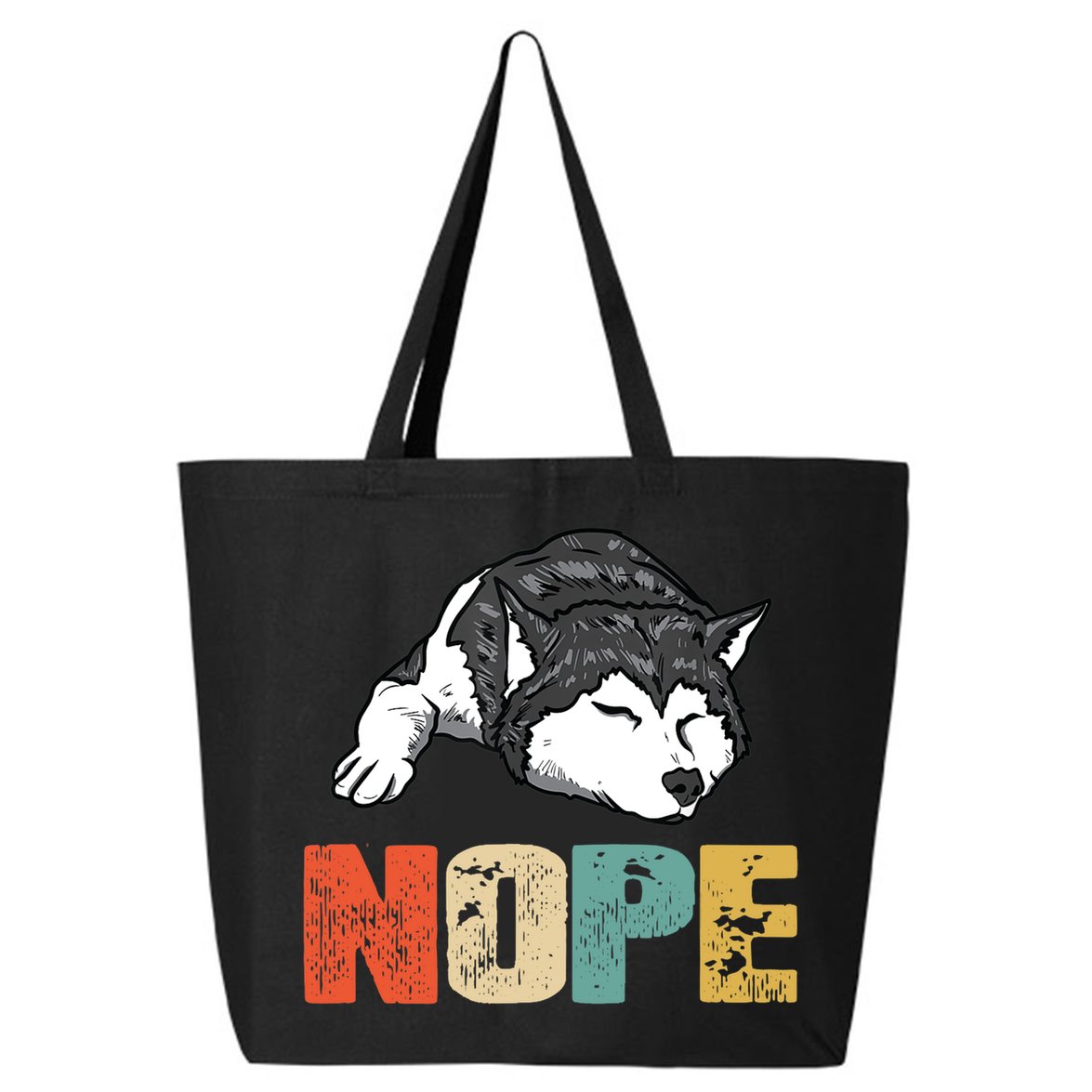 Vintage Nope Funny Siberian Husky Dog Lover TShirt 25L Jumbo Tote