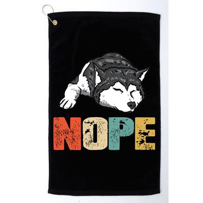 Vintage Nope Funny Siberian Husky Dog Lover TShirt Golf Towel
