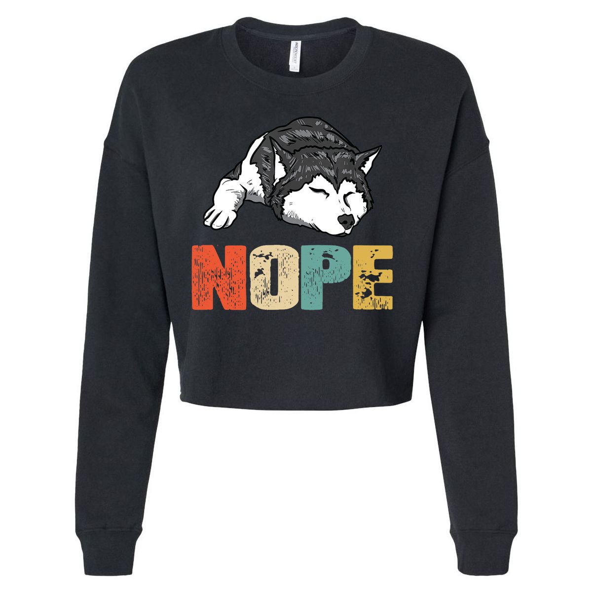 Vintage Nope Funny Siberian Husky Dog Lover TShirt Cropped Pullover Crew