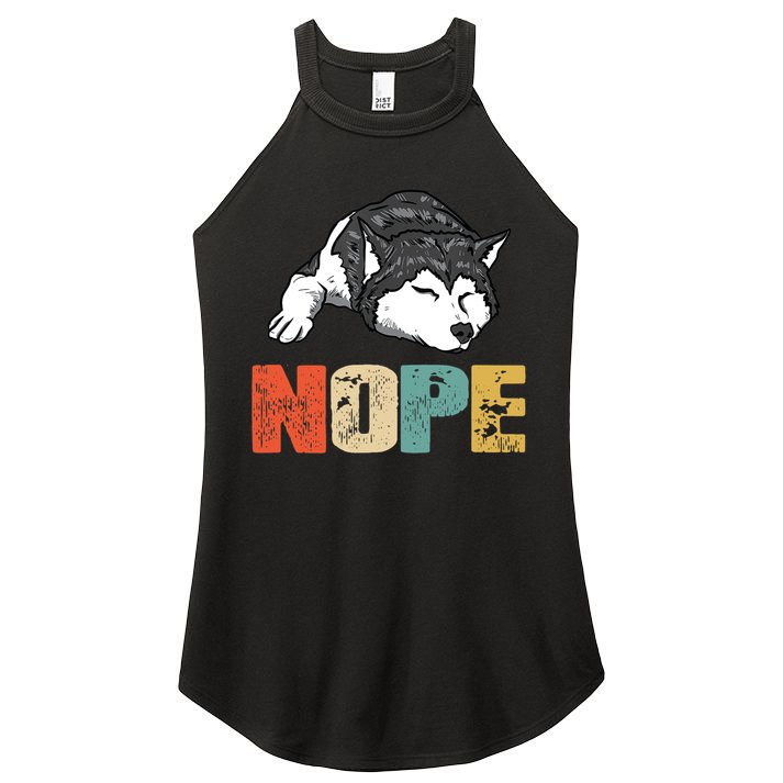 Vintage Nope Funny Siberian Husky Dog Lover TShirt Women's Perfect Tri Rocker Tank