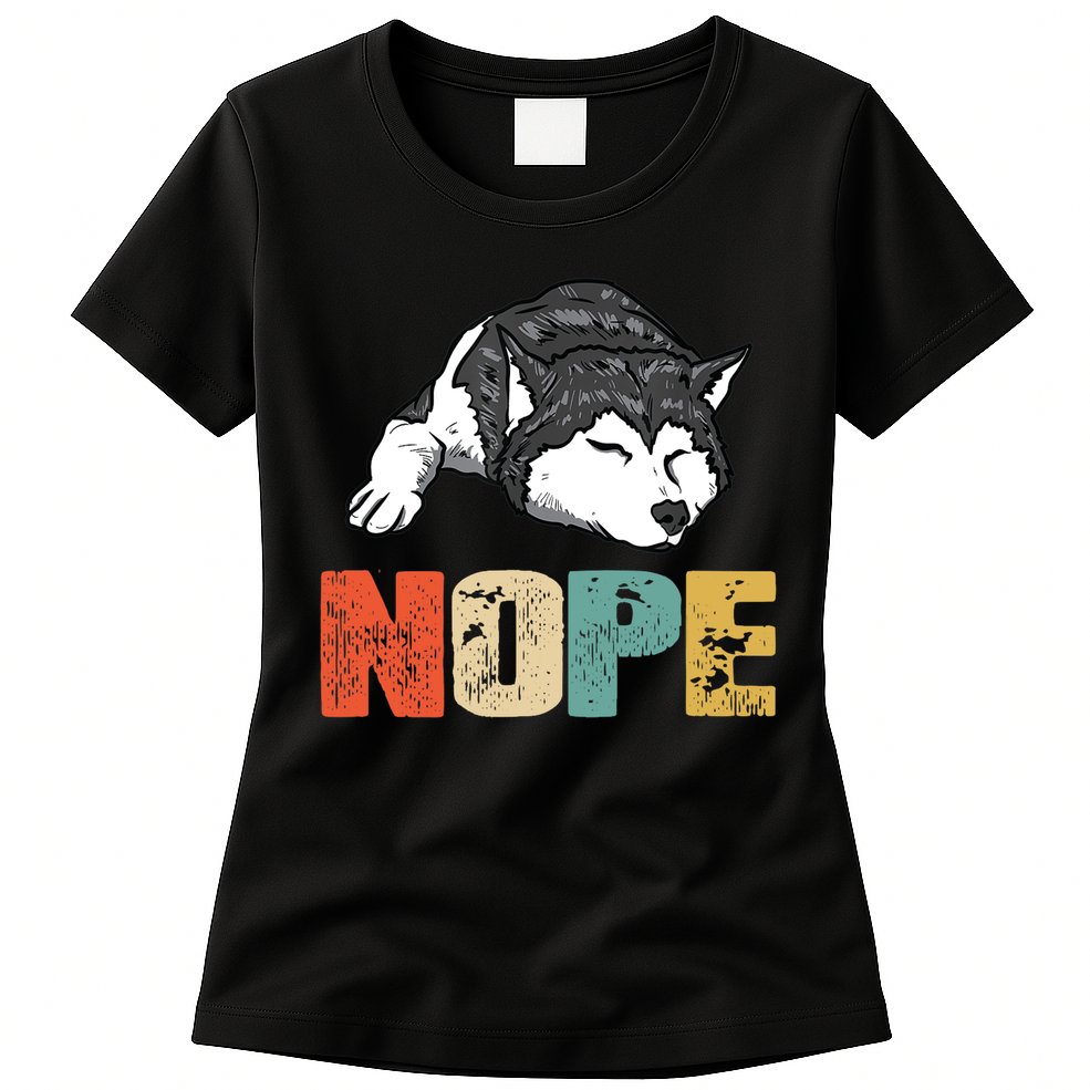 Vintage Nope Funny Siberian Husky Dog Lover TShirt Womens T-Shirt