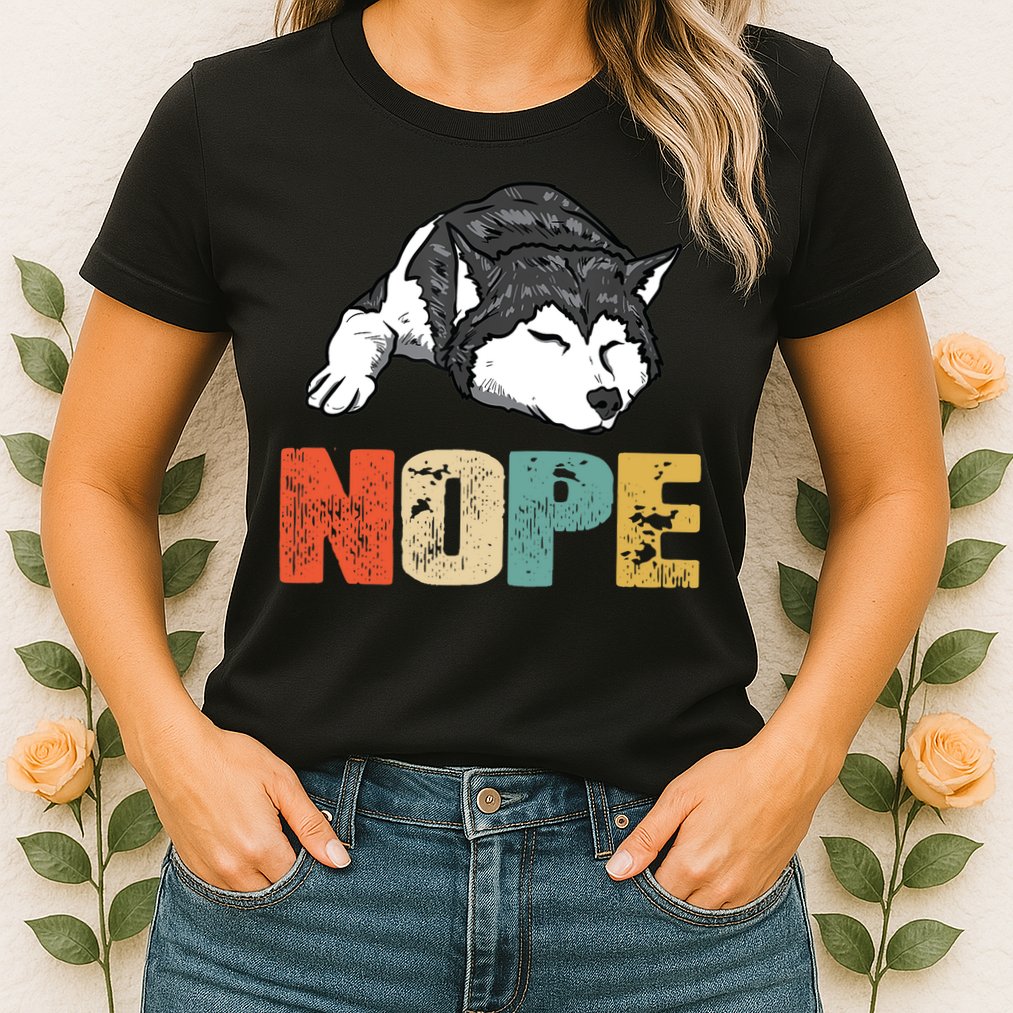 Vintage Nope Funny Siberian Husky Dog Lover TShirt Womens T-Shirt
