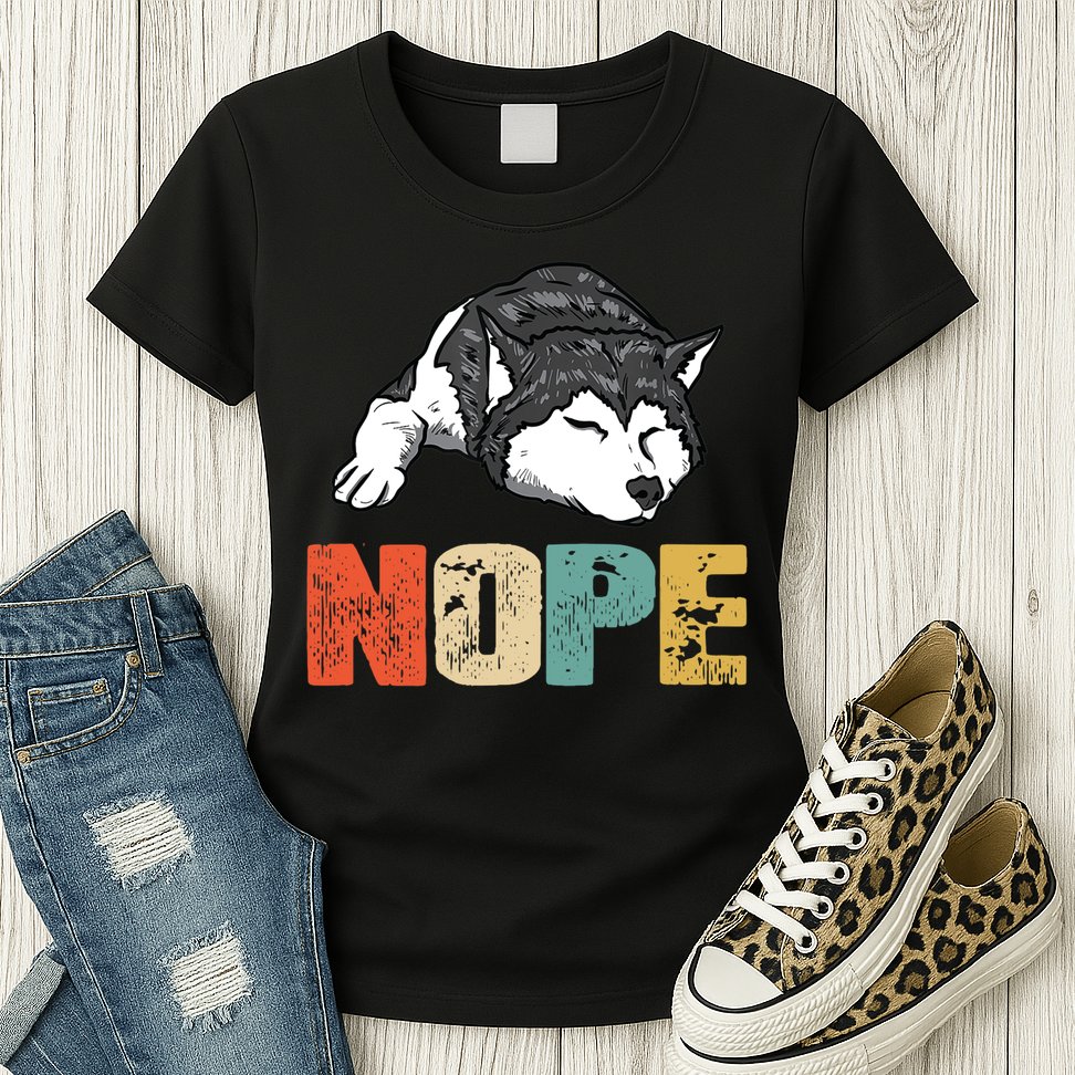 Vintage Nope Funny Siberian Husky Dog Lover TShirt Womens T-Shirt