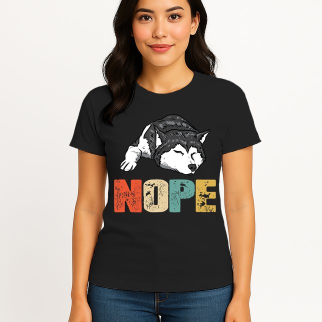 Vintage Nope Funny Siberian Husky Dog Lover TShirt Womens T-Shirt