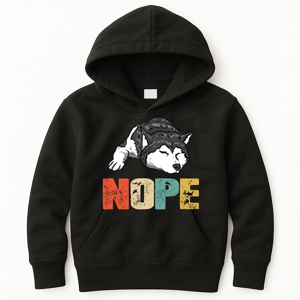 Vintage Nope Funny Siberian Husky Dog Lover TShirt Kids Hoodie