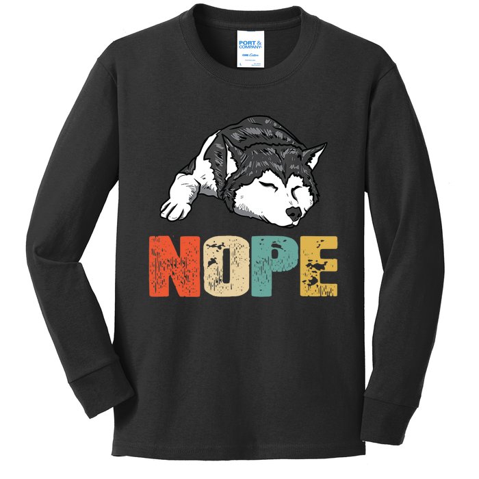 Vintage Nope Funny Siberian Husky Dog Lover TShirt Kids Long Sleeve Shirt