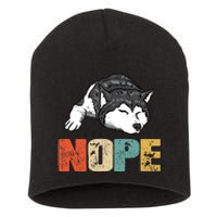 Vintage Nope Funny Siberian Husky Dog Lover TShirt Short Acrylic Beanie