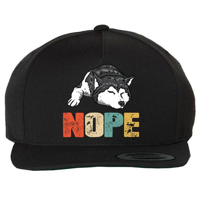 Vintage Nope Funny Siberian Husky Dog Lover TShirt Wool Snapback Cap