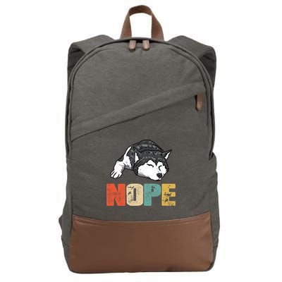 Vintage Nope Funny Siberian Husky Dog Lover TShirt Cotton Canvas Backpack